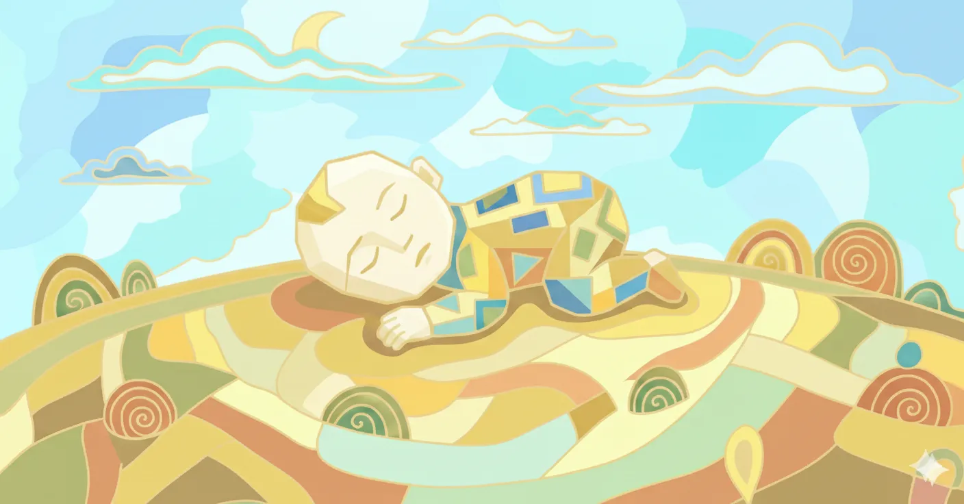 Sleeping baby in crib - light mode